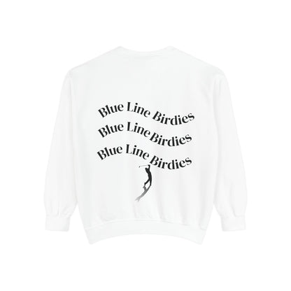 Unisex Garment-Dyed Sweatshirt with Blue Line Birdies Design, Cozy Casual Wear, Perfect Gift for Golfers!!