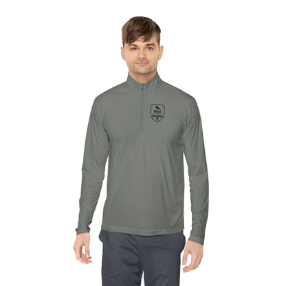 Unisex Quarter-Zip Pullover with Blue Line Design, Police Support Apparel, Stylish Outerwear, Casual Layering, Gift for Law Enforcement