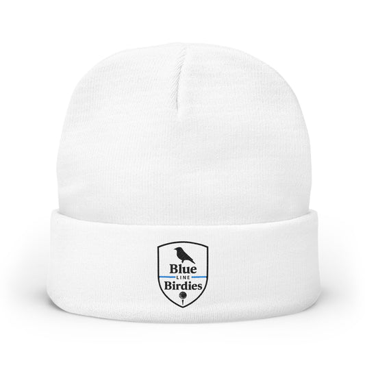 Embroidered Knit Beanie - Blue Birdies Logo