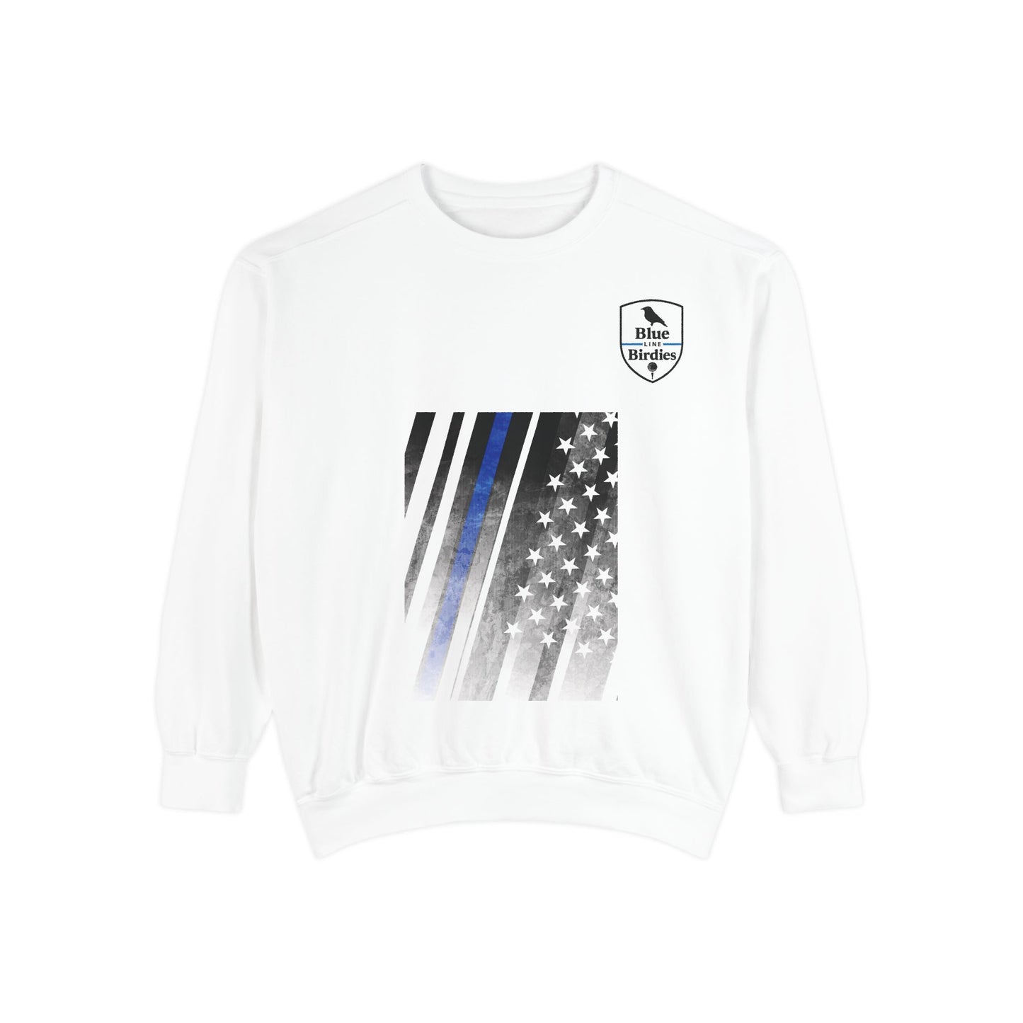 Unisex Garment-Dyed Sweatshirt with Blue Line Birdies Design, Cozy Casual Wear, Perfect Gift for Golfers!!