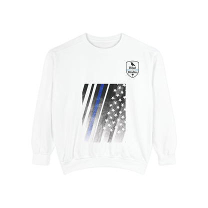 Unisex Garment-Dyed Sweatshirt with Blue Line Birdies Design, Cozy Casual Wear, Perfect Gift for Golfers!!
